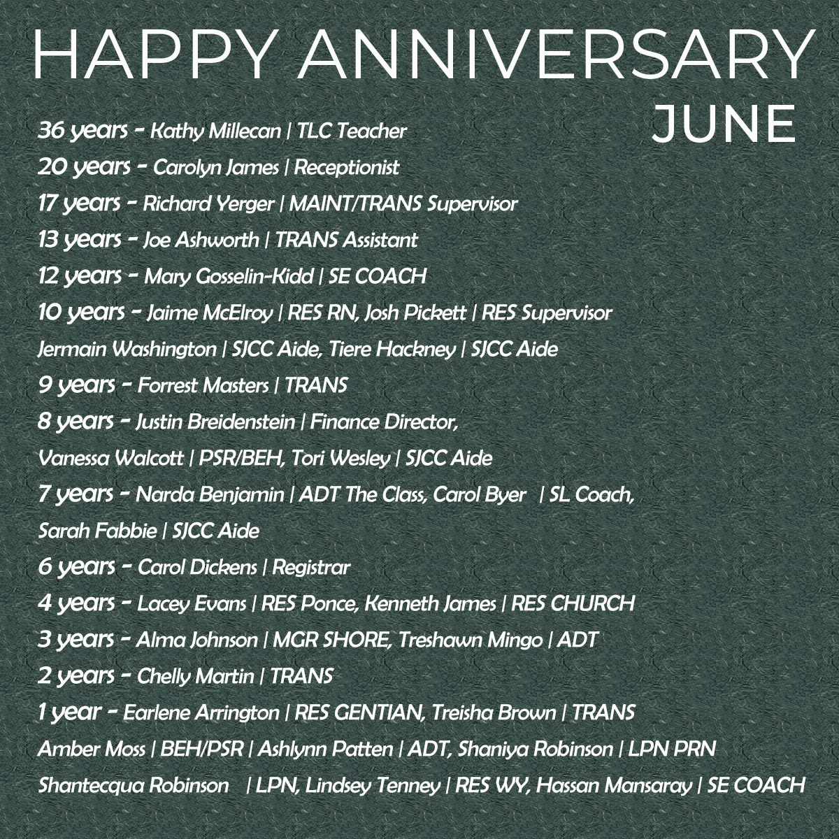 June Anniversaries