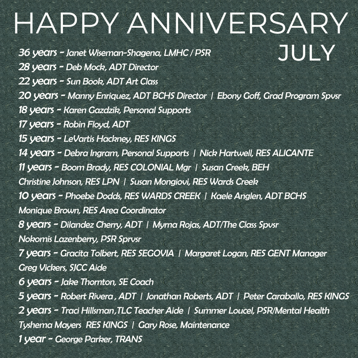 July Anniversary