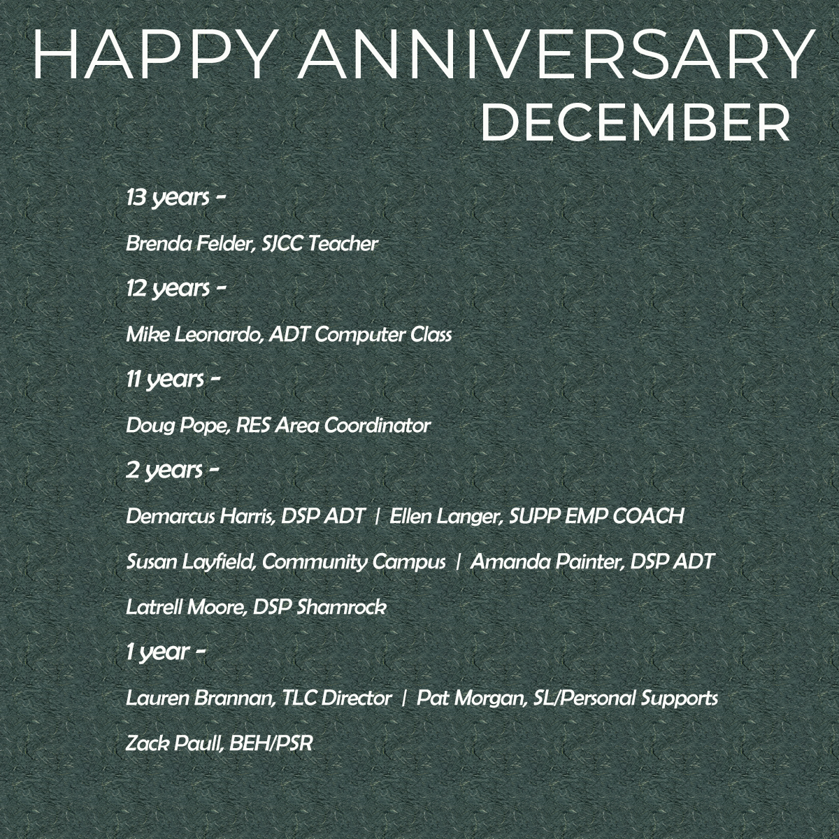 December Anniversaries