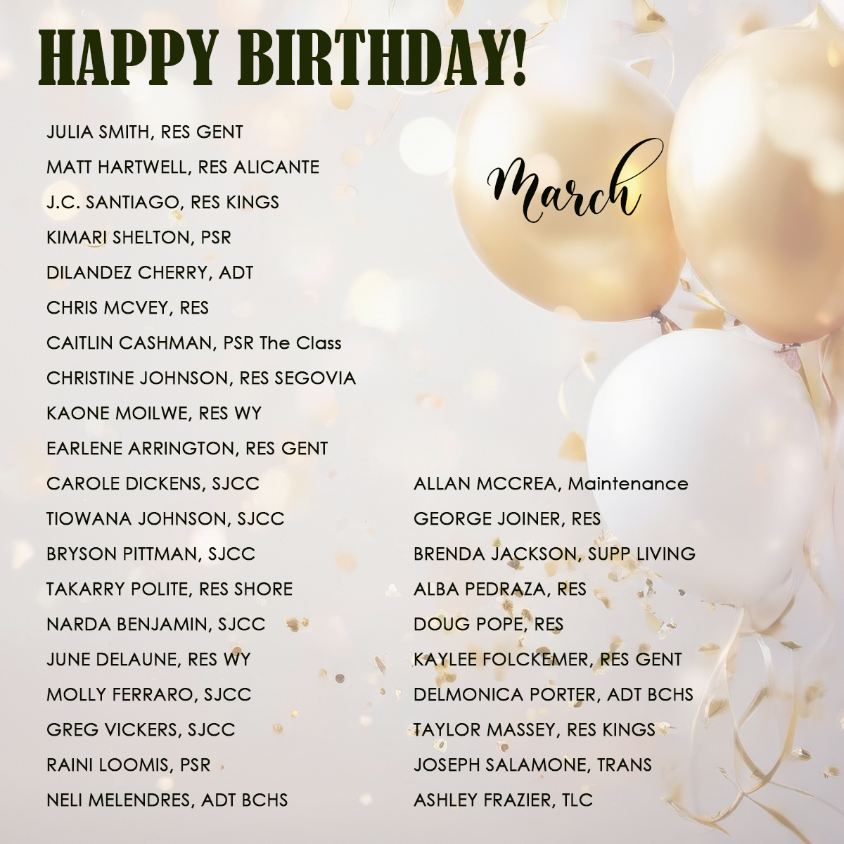 March Birthdays